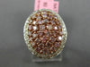 ESTATE LARGE 1.64CT PINK & WHITE DIAMOND 18KT 2 TONE GOLD 3D OVAL FILIGREE RING