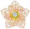 ESTATE LARGE .18CT DIAMOND 18KT TRI COLOR GOLD 3D ROUND MULTI FLOWER FUN RING
