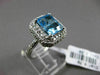 ESTATE LARGE 3.20CT DIAMOND & AAA BLUE TOPAZ 14KT WHITE GOLD 3D EMERALD CUT RING