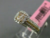 ESTATE GIA .86CT DIAMOND 18K TRI COLOR GOLD SQUARE FILIGREE HALO ENGAGEMENT RING