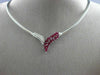 ESTATE 2.83CT DIAMOND & AAA RUBY 14KT WHITE GOLD 3D V SHAPE OMEGA NECKLACE 15009