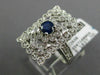 ESTATE LARGE .98CT DIAMOND & SAPPHIRE 14KT WHITE GOLD OPEN FILIGREE FLOWER RING