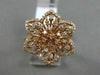 ESTATE LARGE .68CT DIAMOND 14KT ROSE GOLD 3D FLOWER STAR ETOILE FILIGREE RING