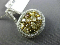 ESTATE 2.92CT MULTI COLOR FANCY DIAMOND 18K WHITE GOLD OVAL HALO PENDANT & CHAIN