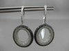 ESTATE LARGE 4.16CTW BLACK & WHITE DIAMOND 18KT WHITE GOLD OVAL HANGING EARRINGS
