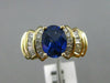 ESTATE 4.20CT DIAMOND & AAA SAPPHIRE 14KT YELLOW GOLD MULTI ROW ENGAGEMENT RING