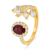 LARGE 1.57CT DIAMOND & AAA RUBY 14K YELLOW GOLD MULTI SHAPE MULTI LEAF HALO RING