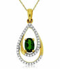 ESTATE .62CT DIAMOND & AAA RUSSALITE 14KT YELLOW GOLD 3D TEAR DROP OVAL PENDANT