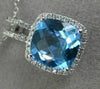 ESTATE 3.08CT DIAMOND & BLUE TOPAZ 14KT WHITE GOLD SQUARE HALO FLOATING PENDANT