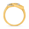 .28CT DIAMOND 14KT 2 TONE GOLD DOUBLE OPEN OVAL LOVE KNOT CRISS CROSS FUN RING