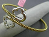 ESTATE WIDE .12CT DIAMOND 14KT 2 TONE GOLD 3D FLOWER FLEXIBLE BANGLE BRACELET