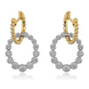 .71CT DIAMOND 18KT 2 TONE GOLD ROUND GRADUATING CIRCULAR MULTI BEAD FUN EARRINGS