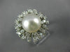 ANTIQUE LARGE 1.25CT DIAMOND & AAA SOUTH SEA PEARL 14KT WHITE GOLD 3D RING #848