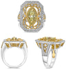 LARGE 2.01CT WHITE PINK & FANCY YELLOW DIAMOND 18KT TRI COLOR GOLD FILIGREE RING