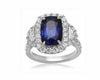 LARGE GIA CERTIFIED 6.56CT DIAMOND & AAA SAPPHIRE 18K WHITE GOLD ENGAGEMENT RING