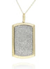 ESTATE LARGE 1.80CT DIAMOND 14KT YELLOW GOLD 3D MULTI ROW PAVE DOG TAG PENDANT