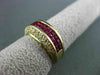 ESTATE WIDE 2.90CT DIAMOND & AAA SQUARE CUT RUBY 14KT YELLOW GOLD RING #23007
