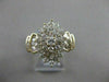 ESTATE WIDE 1.25CTW DIAMOND 14K WHITE & YELLOW GOLD CLUSTER COCKTAIL RING #21369