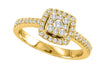 ESTATE .50CT DIAMOND 14KT YELLOW GOLD ROUND 3D SQUARE SEMI ETERNITY PROMISE RING