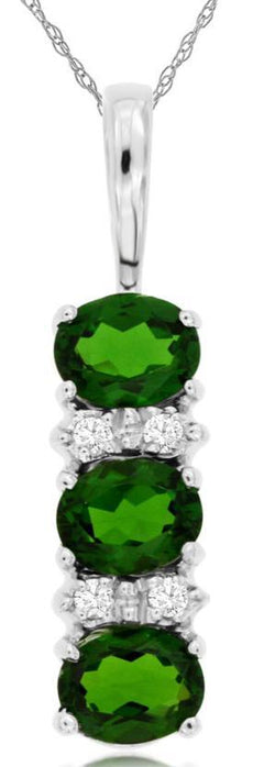 1.31CT DIAMOND & AAA RUSSALITE 14KT WHITE GOLD 3D OVAL & ROUND FLOATING PENDANT