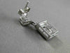 ESTATE .33CT DIAMOND 14KT WHITE GOLD 3D SQUARE HALO MILGRAIN HANGING EARRINGS