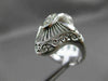 ANTIQUE LARGE OLD MINE DIAMOND 14KT WHITE GOLD FILIGREE NORTH SOUTH RING #19850