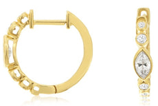 .47CT DIAMOND 14KT YELLOW GOLD MARQUISE SHAPE BEZEL HUGGIE HOOP HANGING EARRINGS