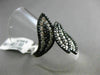 ESTATE WIDE 2.38CT WHITE & BLACK DIAMOND 14KT WHITE GOLD 3D MULTI LEAF LOVE RING
