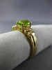 ESTATE 1.08CT ROUND DIAMOND & AAA OVAL PERIDOT 14KT YELLOW GOLD ENGAGEMENT RING