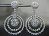 ESTATE LARGE 4.03 DIAMOND 14KT WHITE GOLD 3D CIRCULAR FLOWER HANGING EARRINGS