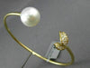 ESTATE LARGE .22CT DIAMOND & AAA SOUTH SEA PEARL 18K YELLOW GOLD BANGLE BRACELET