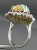 ESTATE LARGE 22.50CT DIAMOND & AAA RUBY & OPAL 14KT WHITE GOLD DOUBLE HALO RING