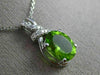 ESTATE 2.79CT DIAMOND & AAA PERIDOT 14KT WHITE GOLD 3D BOW OVAL FLOATING PENDANT