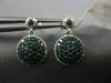 ESTATE .90CT WHITE & BLUE DIAMOND 14KT WHITE GOLD ROUND CLUSTER HANGING EARRINGS