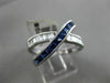 ESTATE WIDE 1.85CT DIAMOND & AAA SAPPHIRE 14KT WHITE GOLD MILGRAIN X LOVE RING