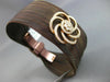 ESTATE LARGE .85CT DIAMOND 18KT GOLD & STAINLESS STEEL 3D FLOWER BANGLE BRACELET