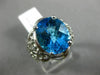 LARGE 3.03CT DIAMOND & AAA OVAL BLUE TOPAZ 14K WHITE GOLD OPEN FILIGREE FUN RING