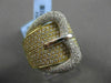 ESTATE MASSIVE 1.55CT DIAMOND 18KT WHITE & YELLOW GOLD PAVE BELT COCKTAIL RING
