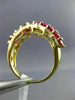 ESTATE WIDE 2.88CT BAGUETTE DIAMOND & AAA OVAL RUBY 18K YELLOW GOLD 3D WAVE RING