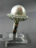 ESTATE LARGE 1.40CT DIAMOND & AAA SOUTH SEA PEARL 18KT WHITE GOLD HALO FUN RING