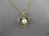 ESTATE DIAMOND & AAA PEARL 14KT YELLOW GOLD 3D OPEN HEART SOLITAIRE PENDANT 1085