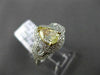 ESTATE 1.64CT FANCY YELLOW DIAMOND 18K TWO TONE GOLD DOUBLE HALO ENGAGEMENT RING