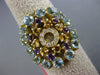 ESTATE LARGE 2.13CT DIAMOND & AAA MULTI GEM 14K YELLOW GOLD CIRCULAR FLOWER RING