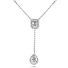 .65CT DIAMOND 14K WHITE GOLD ROUND & BAGUETTE SQUARE TEAR DROP LARIAT NECKLACE