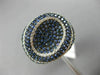 ESTATE WIDE 2.56CT DIAMOND & AAA SAPPHIRE 14K WHITE GOLD 3D OVAL MICRO PAVE RING