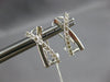 ESTATE .38CT DIAMOND 14KT WHITE GOLD 3D CRISS CROSS X CLIP ON HANGING EARRINGS
