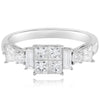 1.04CT DIAMOND 18KT WHITE GOLD MULTI SHAPE INVISIBLE FRIENDSHIP ENGAGEMENT RING