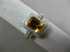ESTATE  2.14CT DIAMOND & AAA CITRINE 14KT WHTIE GOLD DOUBLE HALO ENGAGEMENT RING