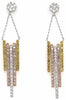 1.97CT WHITE PINK & FANCY YELLOW DIAMOND 14KT TRI COLOR GOLD MULTI BAR EARRINGS