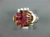 ANTIQUE WIDE .70CT OLD MINE DIAMOND & AAA RUBY 14KT WHITE & ROSE GOLD RING #757